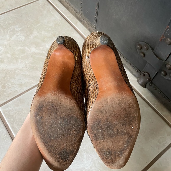 Vintage Genuine Snakeskin Leather Stiletto Pumps High Heels - Picture 7 of 11